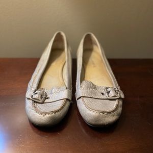Silver leather flats